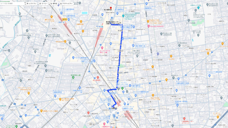 川越駅から本川越駅まで歩きます